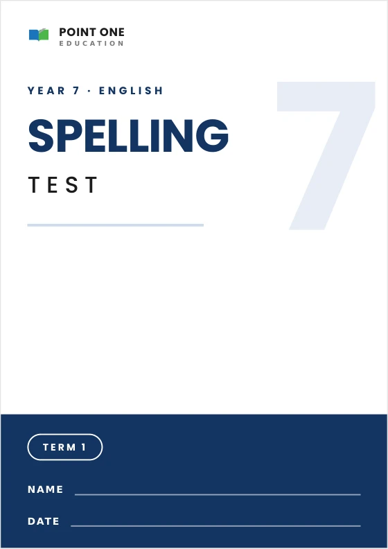 Secondary English Spelling Test (Year 7) cover